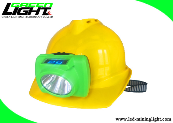 Portable Rechargeable LED Headlamp Green Hard Shell Dengan Layar OLED