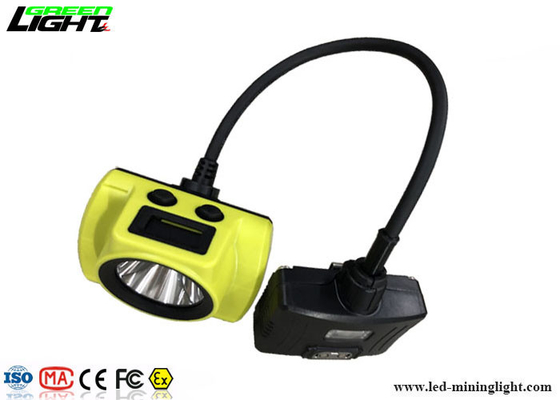 Semi Corded LED Mining Cap Lamp 18000lux 3.7V Ringan Dengan Lampu Peringatan