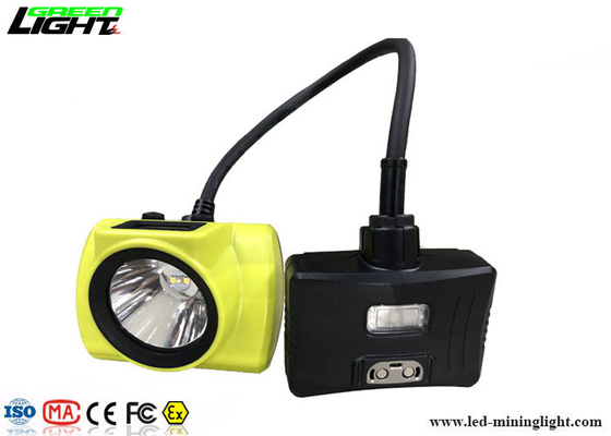 Semi Corded LED Mining Cap Lamp 18000lux 3.7V Ringan Dengan Lampu Peringatan