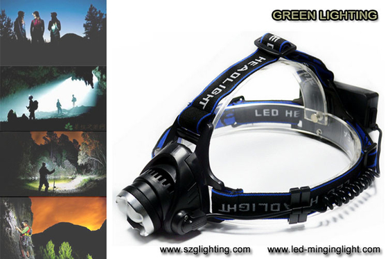 1000lumen CREE XML T6 LED headlamp isi ulang dengan tempat pencahayaan yang dapat disesuaikan