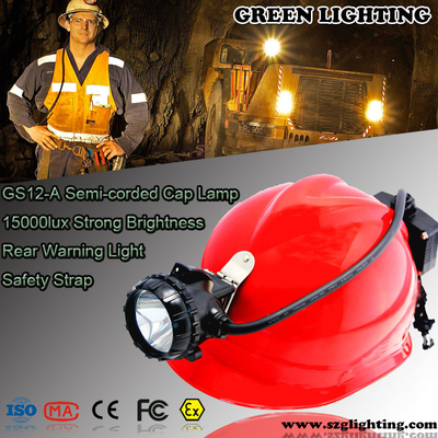 Lampu Cap Penambang Daya Tinggi Dengan Lampu Peringatan Belakang Kecerahan 15000 Lux
