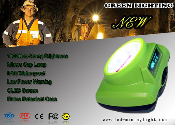 Lampu Tambang Tanpa Kabel Hijau 15000 Lux, Lampu kepala Tambang LED Layar Oled
