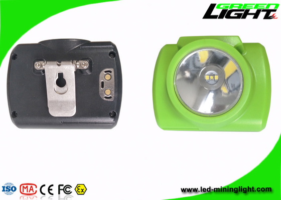 Warna Hijau 15000lux Lampu Depan LED Isi Ulang 6.4Ah Kapasitas Baterai lampu tutup tanpa kabel Lampu SOS Untuk Keselamatan Penambang