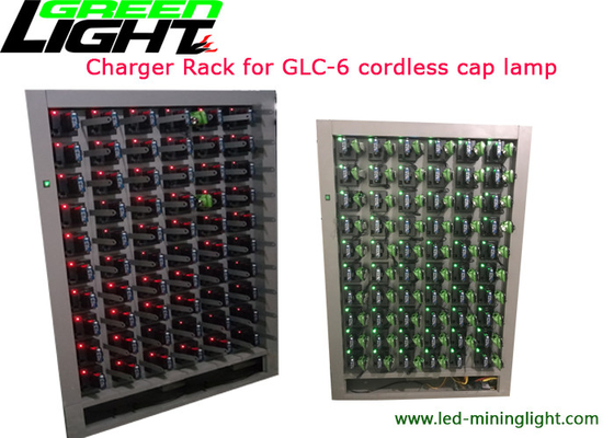 Lampu Tambang Tanpa Kabel Baja Stainess Cap Lamp Charger Rack 30/60 Unit Imput 110-240V