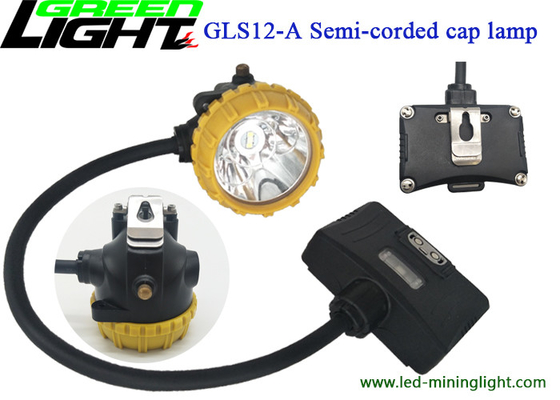 GLS12-A Semi Corded Mining Cap Lights Baterai Lithium Polymer 6.8Ah Kecerahan 25000lux yang kuat dengan Aluminium Light Cup