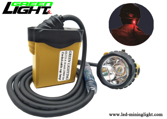 Headlamp Penambang Batubara 3W, 25000lux 10.4Ah Miners Cap Lamp Cable Lampu Peringatan Belakang