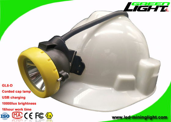 Lampu Tutup Tambang LED Berkabel 10000 Lux Lampu Cadangan Pengisian USB 18 Jam Waktu Kerja