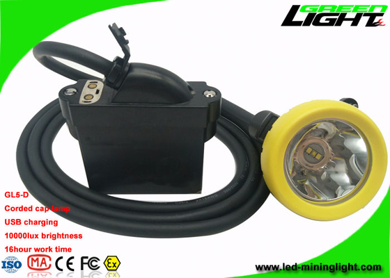 Lampu Tutup Penambangan IP68 Dijalin dgn Kabel Kecerahan 10000Lux Dengan Kabel Dukungan Pengisian USB