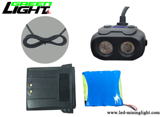 Dual Beam Led Mining Headlamp 15000lux Kecerahan Tinggi Tahan Air Dengan Layar Oled