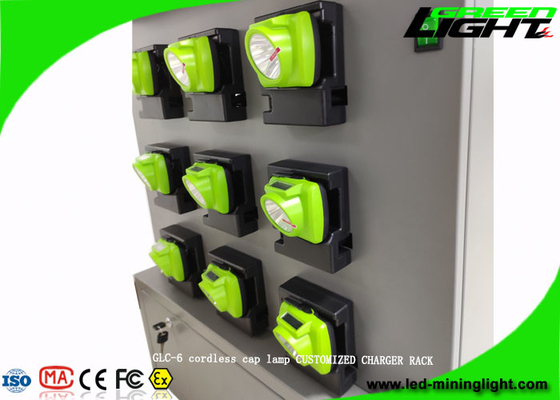 GLC-6 Cordless Cap Lamp Mining Hard Hat Lights Charging Rack Dengan 18 Unit Sisi Ganda
