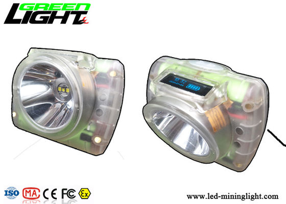 Layar OLED Lampu Depan Led Tahan Air, Lampu Topi Keras Tanpa Kabel Transparan Isi Ulang