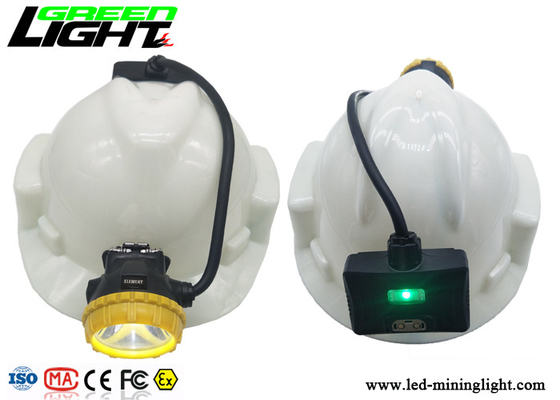 Semi Corded Miner Cap Lamp 15000lux 4 Mode Pencahayaan Dengan Lampu Peringatan Daya Rendah Belakang