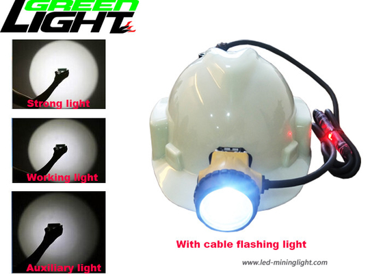 IP68 LED Miners Cap Lamp 25000lux 10.4Ah SAMSUNG Battery Pack 800mA 4 Mode Cahaya