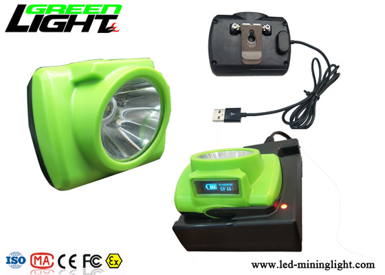 ABS / PC LED Miners Cap Lamp 13000lux Mendukung Pengisian Cepat USB Dengan Layar OLED