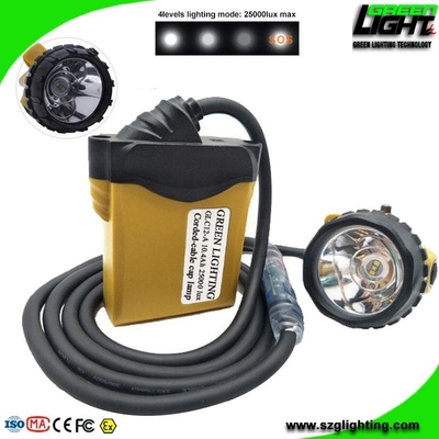 Aluminium Miners Cap Rechargeable LED Headlamp IP68 10.4Ah Baterai SAMSUNG Keamanan Tinggi