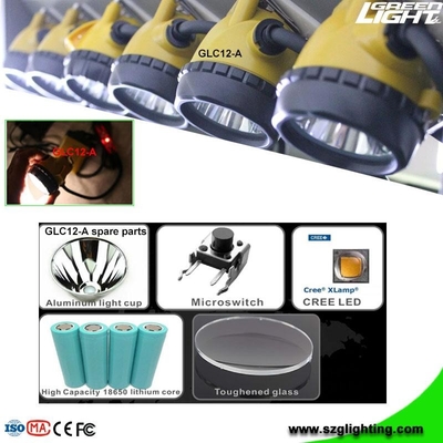 Aluminium Miners Cap Rechargeable LED Headlamp IP68 10.4Ah Baterai SAMSUNG Keamanan Tinggi