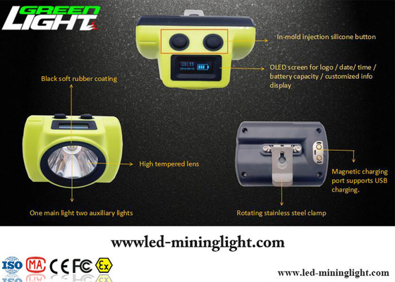 18000lux Brightness LED Miners Cap Lamp Satu Lampu Utama Dua Lampu Bantu