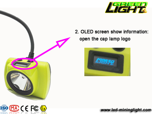 25000lux 530LUM 2.96W Cordless Miners Cap Lamp Layar Oled