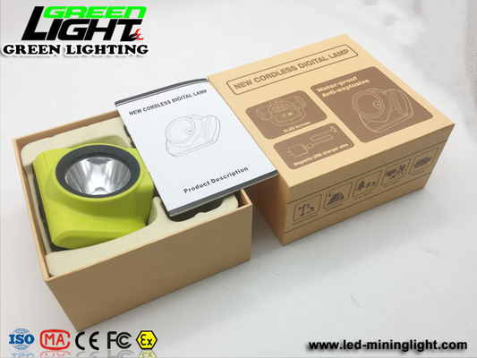 18000lux 385lum Cordless Miners Cap Lamp 6500mAh Dengan Layar LCD