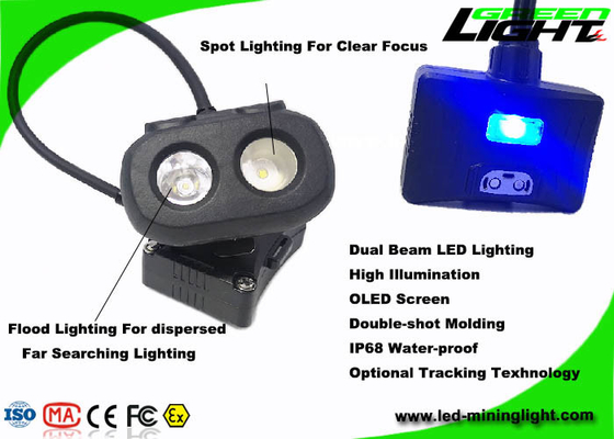 334lum Layar OLED LED Penambang Cap Lamp Dual Beam USB Charging 10.4Ah