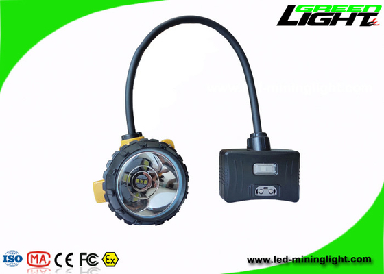 IP 68 Waterproof Corded Mining Cap Lamp 221lum 15000Lux 6.8Ah Panasonic Battery Miner Headlight dengan Lampu Peringatan Belakang