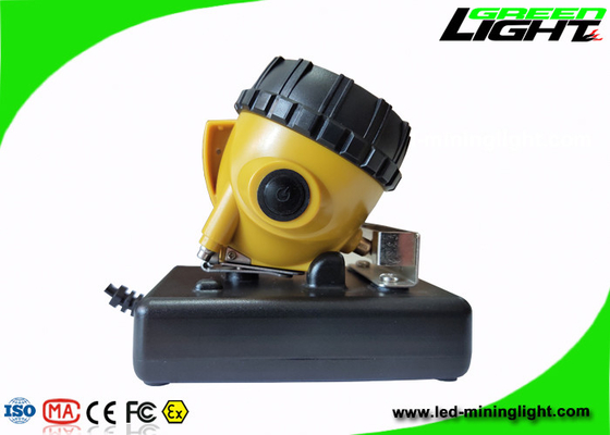 IP 68 Waterproof Corded Mining Cap Lamp 221lum 15000Lux 6.8Ah Panasonic Battery Miner Headlight dengan Lampu Peringatan Belakang