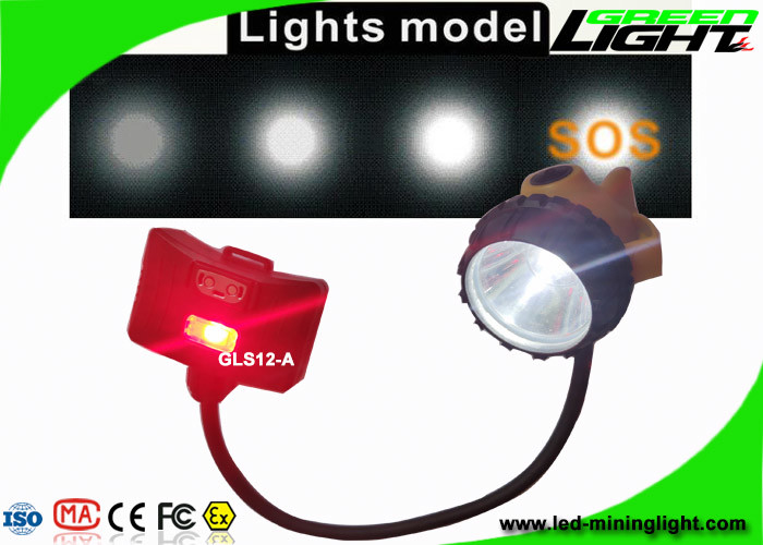 Kecerahan Tinggi Cree Led Headlamp Peringatan Daya Rendah Isi Ulang Untuk Miner Semi-Corded