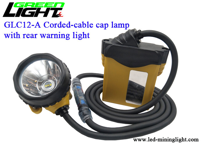 High Beam LED Mining Cap Lamp, 25000lux Coal Miners Headlamp 10.4Ah Battery dengan lampu peringatan rendah
