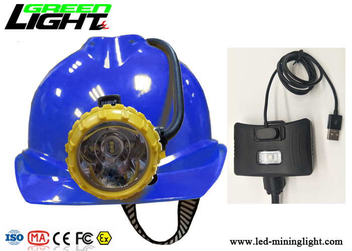 Semi Corded Miner Cap Lamp 15000lux 4 Mode Pencahayaan Dengan Lampu Peringatan Daya Rendah Belakang