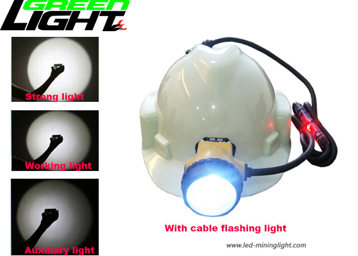 IP68 LED Miners Cap Lamp 25000lux 10.4Ah SAMSUNG Battery Pack 800mA 4 Mode Cahaya