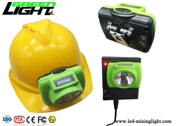 ABS / PC LED Miners Cap Lamp 13000lux Mendukung Pengisian Cepat USB Dengan Layar OLED