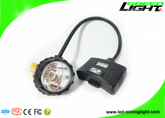 IP 68 Waterproof Corded Mining Cap Lamp 221lum 15000Lux 6.8Ah Panasonic Battery Miner Headlight dengan Lampu Peringatan Belakang